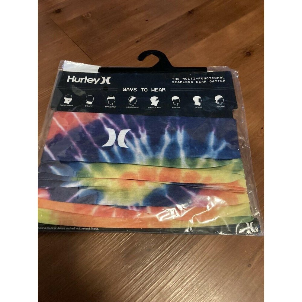 HURLEY Tie Dye Neck Gaiter Face Mask Cover Rainbow